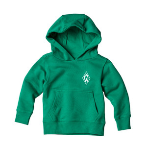 Grüner Hoodie mit weißer Raute auf Herzbrustseite