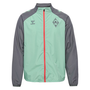 Grüne, langärmlige Trainingsjacke mit grauen Ärmel