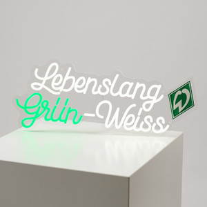 LED Schriftzug Lebenslang Grün-Weiß mit der Werder-Raute