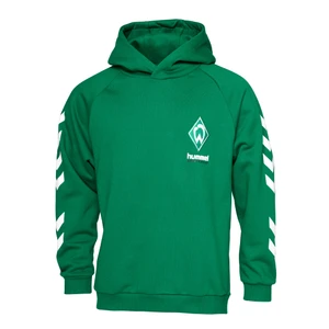 Grüner Hoodie mit weißen Werder und hummel Details