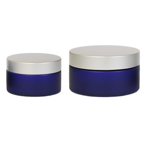 Boston Round Blue Frosted PET Jar With Silver Cap Boston Round Blue Frosted PET Jar With Silver Cap