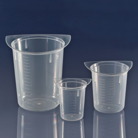 Beaker, Three Corner, 250mL, Polypropylene, 100/Case