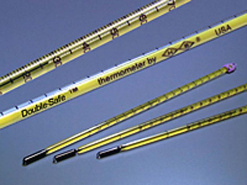 Thermometer, Double - Safe, 0°C to 300°C, 2° division, 2°C accuracy, 305mm long, 76mm immersion, 1 each