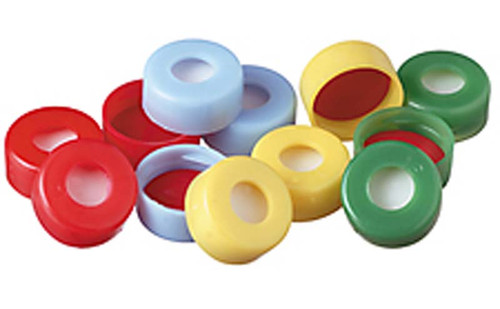 Yellow Polypropylene, Red PTFE/White Silicone, Target Snap-It 11mm Snapcap Closure, 100/pack