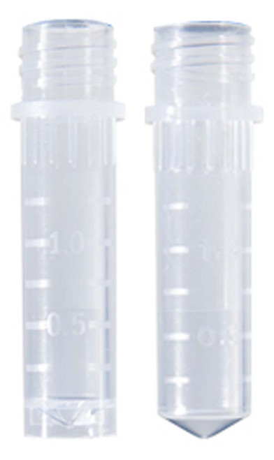 Microcentrifuge tube w/attached natural screw cap, 2.0ml, skirted, sterile, 50/bag, 500/case