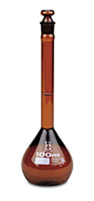 Vee Gee Scientific Glass Volumetric Flasks w/Glass Stopper, Amber