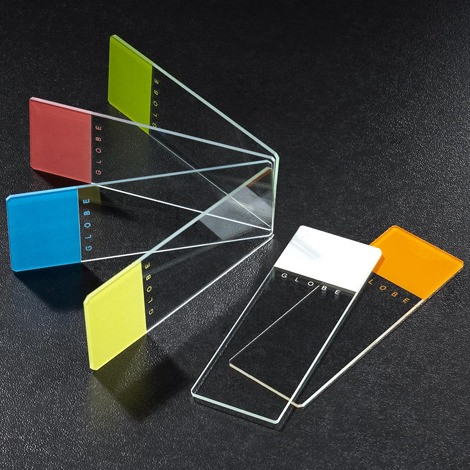 Color Coded Frosted Slides w/ a Ground Edge Clipped Corner