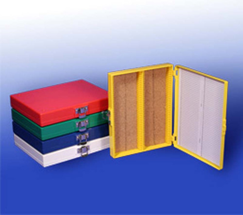 Microscope slide box, 100-place, cork, assorted, 5/case by Biologix Research — sample storage and labeling from MedSupply Partners (detail view)
