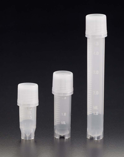 Simport Cryolock Tamper Evident Cryogenic Vial with Silicone Washer Seal and External Threads by Simport — glassware and plasticware from MedSupply Partners (side view)