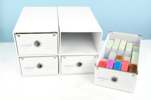 Premiere® Safestore Cassette & Slide Storage by C & A Scientific — microscopy slide holders from MedSupply Partners (side view)