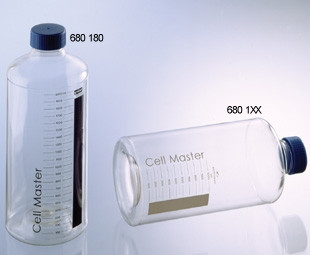 Greiner CELLMASTER Polyethylene Terephthalate (PET) Roller Bottles by Greiner Bio-One — tissue culture roller bottles from MedSupply Partners (side view)