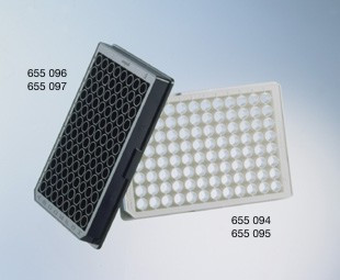 96 Well White/Black Polystyrene Microplate with µClear® Bottom by Greiner Bio-One — microplates from MedSupply Partners