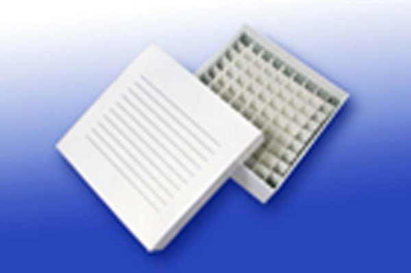 Cardboard freezer box, 3", 81-well divider, white, 20/case