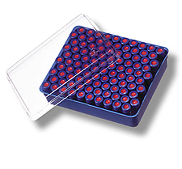 2mL Amber Silanized Glass I-D, Blue PP, PTFE/Silicone Septum, Target DP Assembled Kit, 100/pack