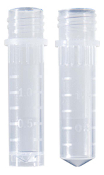 Microcentrifuge tube only, 2.0ml, conical, nonsterile, 500/bag, 1,000/case