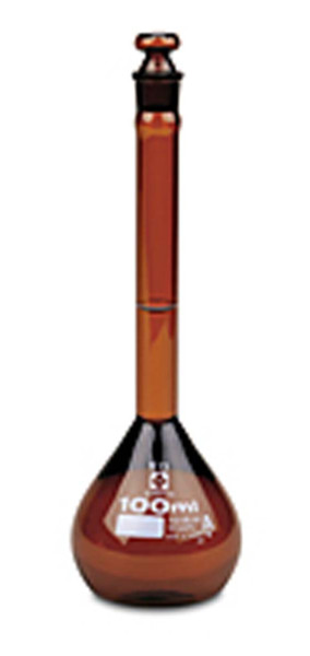 Vee Gee Scientific Glass Volumetric Flasks w/Glass Stopper, Amber