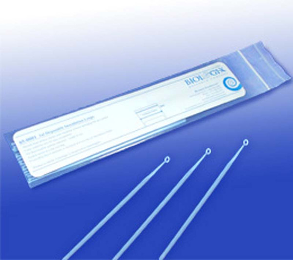 Inoculation loop, 1ul, polystyrene, blue, sterile, 25/pack, 1,000/case by Biologix Research — glassware and plasticware from MedSupply Partners (detail view)