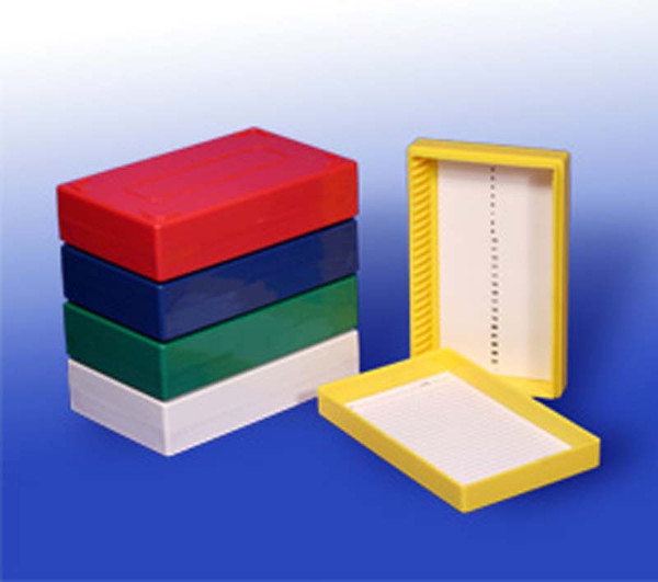 Microscope slide box, 25-place, foam, assorted, 20/case by Biologix Research — sample storage and labeling from MedSupply Partners (detail view)