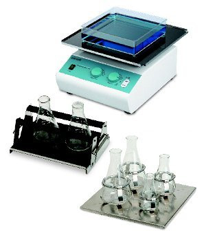 Spring loaded platform for flasks, bottles, or tube racks by Labnet International — equipment and instruments from MedSupply Partners