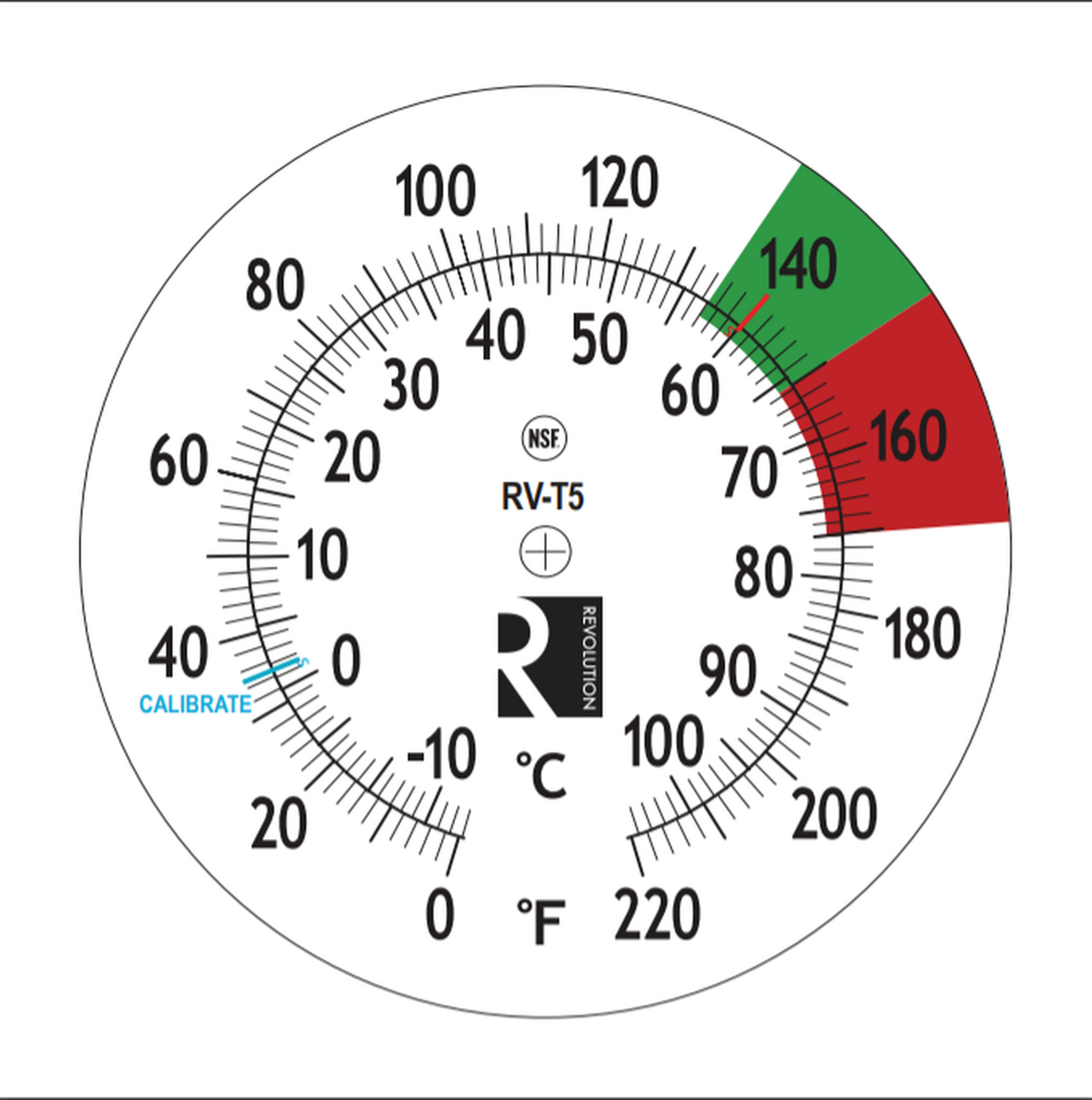 Revolution Steam Thermometer - 5' (Standard Cafe Size) Revolution Steam Thermometer - 5' (Standard Cafe Size)