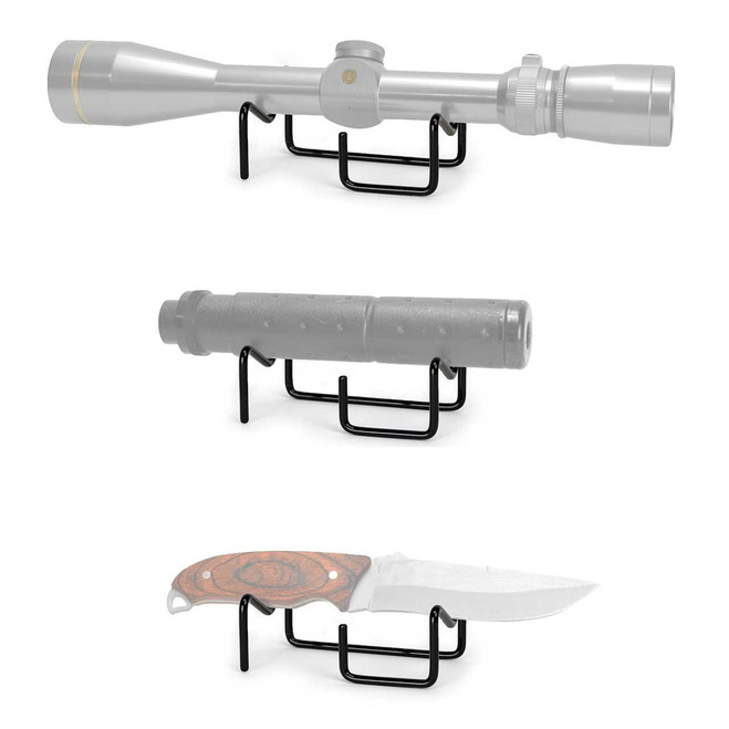 Gun scope, knife & gun suppressor display stands