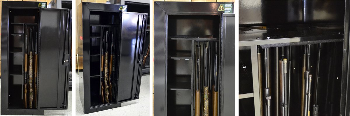 Metal shelf in gun safe supporting Rifle Rods