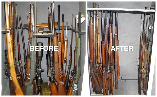 gun rack wasting space, rifle rods store efficiently