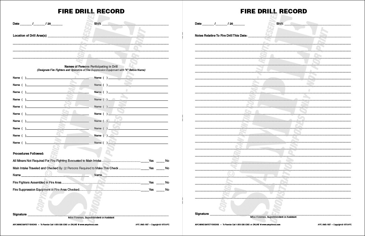 APC UMS-1007: Fire Drill Record Book - APC Solutions / American