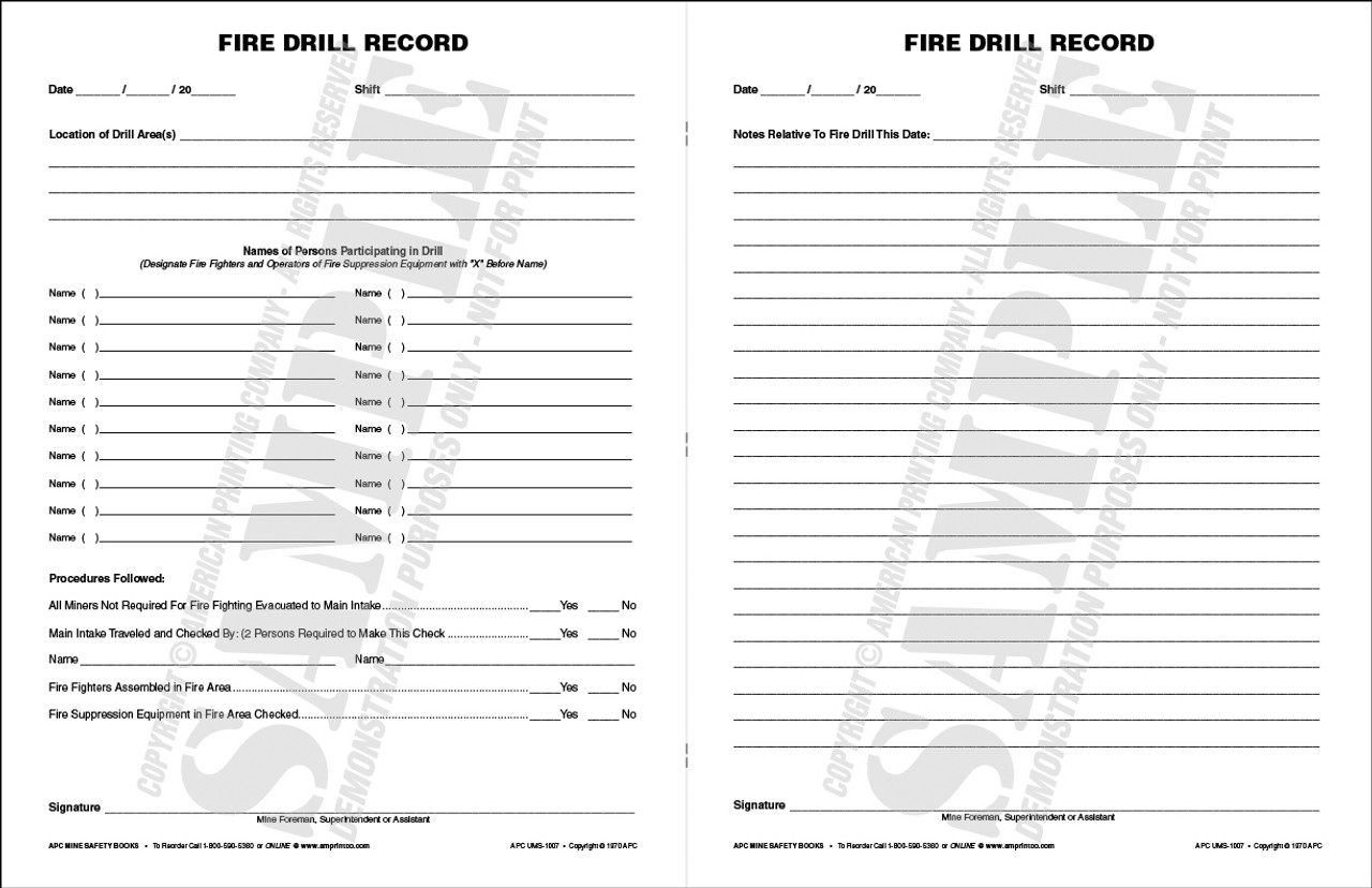 APC UMS-1007: Fire Drill Record Book