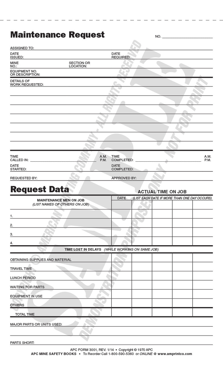 Sample of APC #3001 Form (Revised 01/2014)