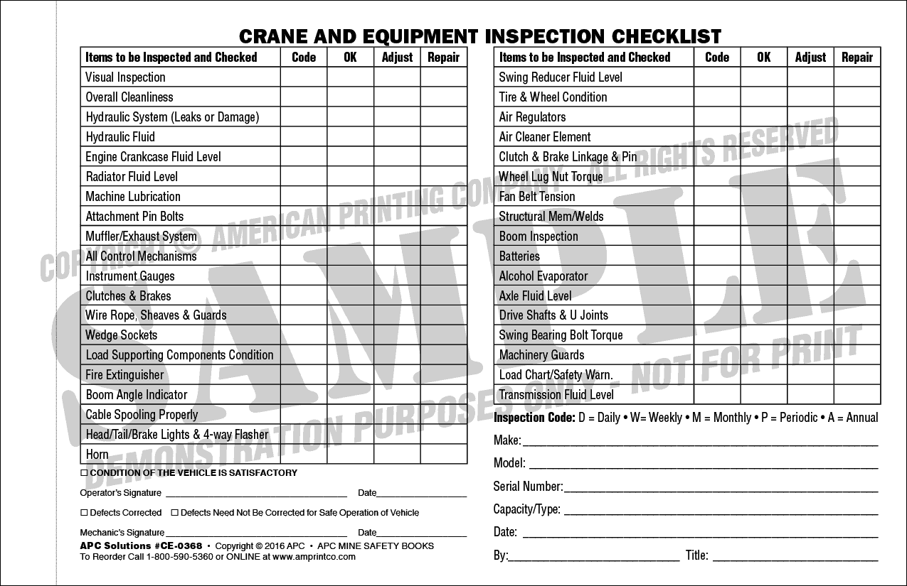 Mobile Crane Pre Operation Checklist Gambaran Mobile Crane Pre Operation Checklist Gambaran