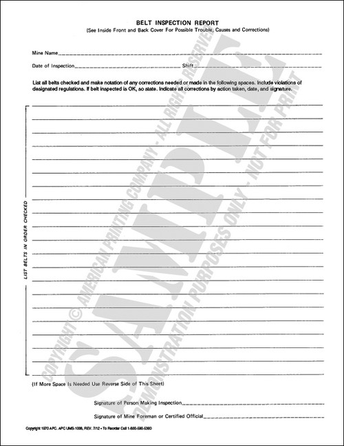 APC 20087844: On-shift Belt Inspection Report - APC