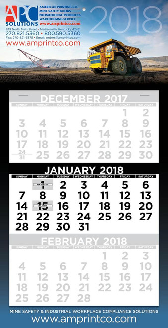 3 Month Wall Calendar 2018