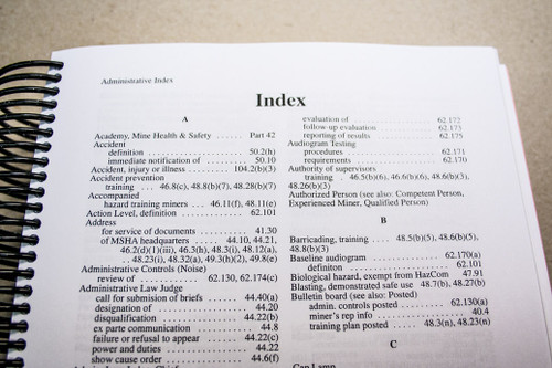 Alphabetized Index makes MSHA regulation search a snap!