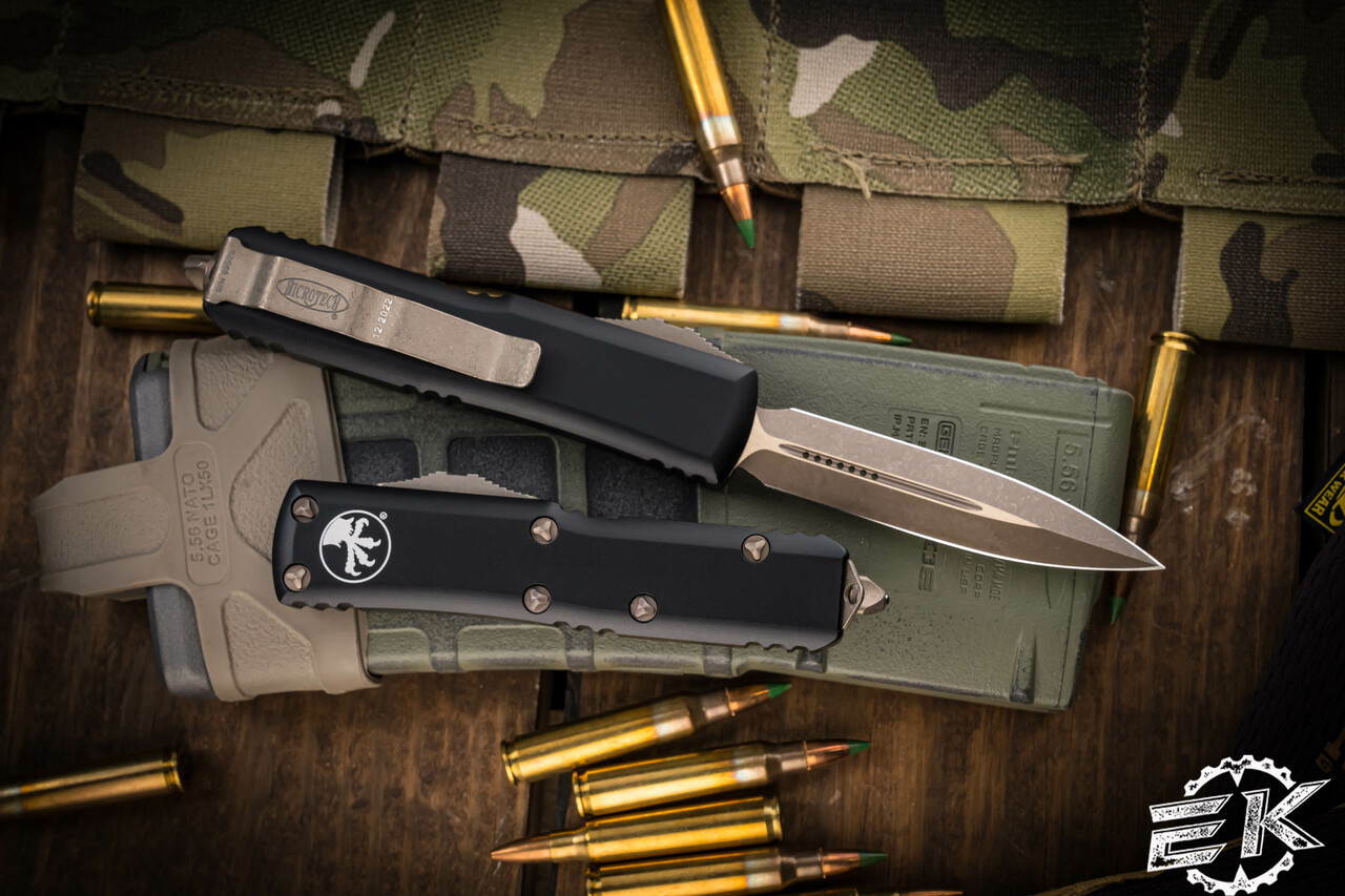 Microtech UTX-85 OTF Automatic Knife 3.1" Bronze Apocalyptic Dagger 232 ...