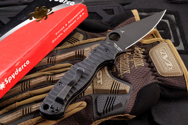 Spyderco Paramilitary 2 Knife Custom Allen Putman Black G10 Sculpted Scales 3.4" S30V Black
