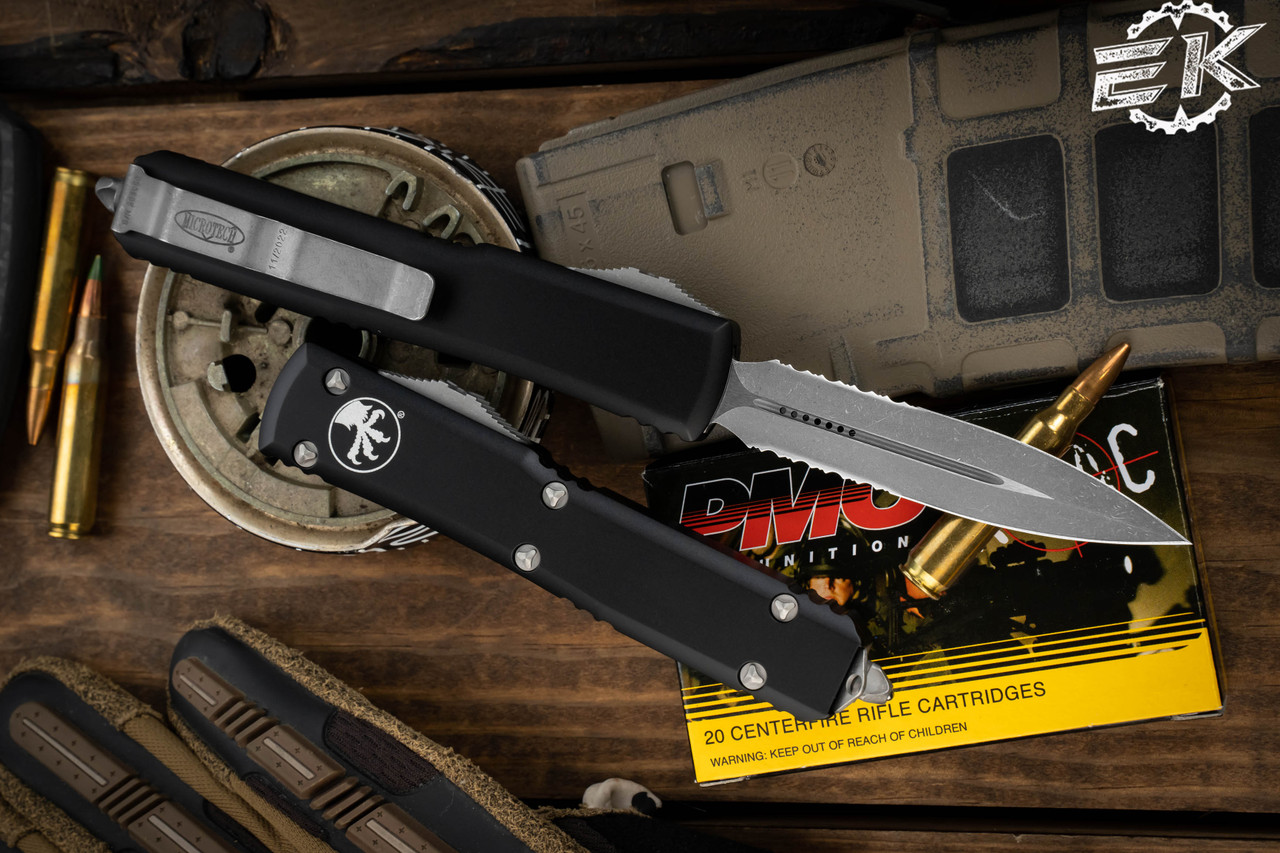 Microtech Ultratech OTF Knife 3.46 Apocalyptic Double Edge Dagger