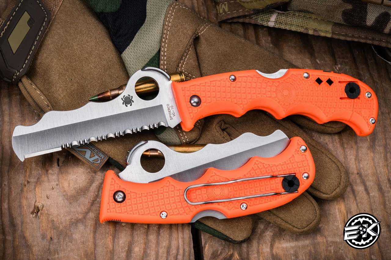 SPYDERCO ASSIST Lockback ORANGE FRN RESCUE KNIFE 3.6