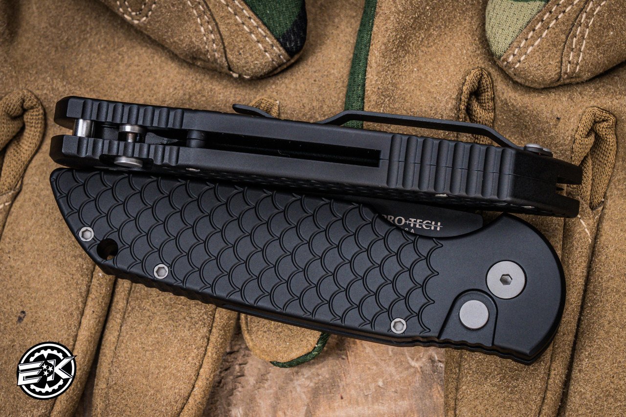 ProTech TR-3 X1 Automatic Folding Knife Black Fish Scale 3.5