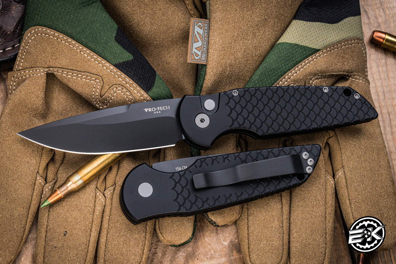 ProTech TR-3 X1 Automatic Folding Knife Black Fish Scale 3.5