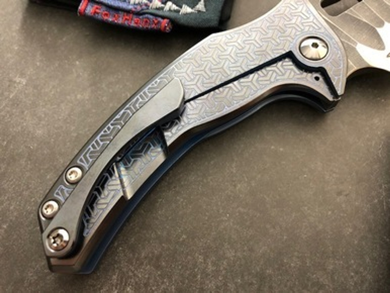 Borka Blades/Mike Bond Ti2 Design Shylock Blue Techno Polished Contour  Titanium CPM-154 Satin Rock Grind - EKnives LLC