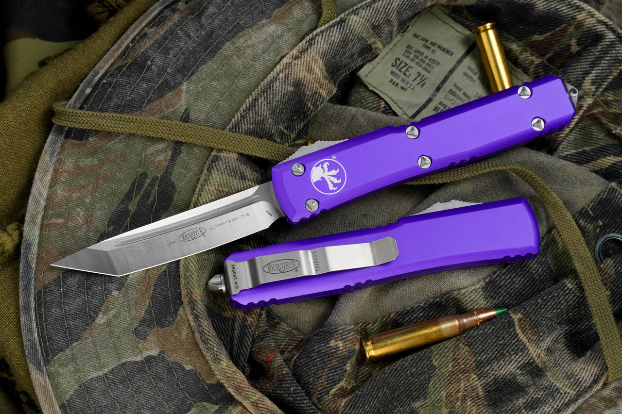 Microtech Ultratech Purple OTF Automatic 3.4 Satin Tanto 123-4PU