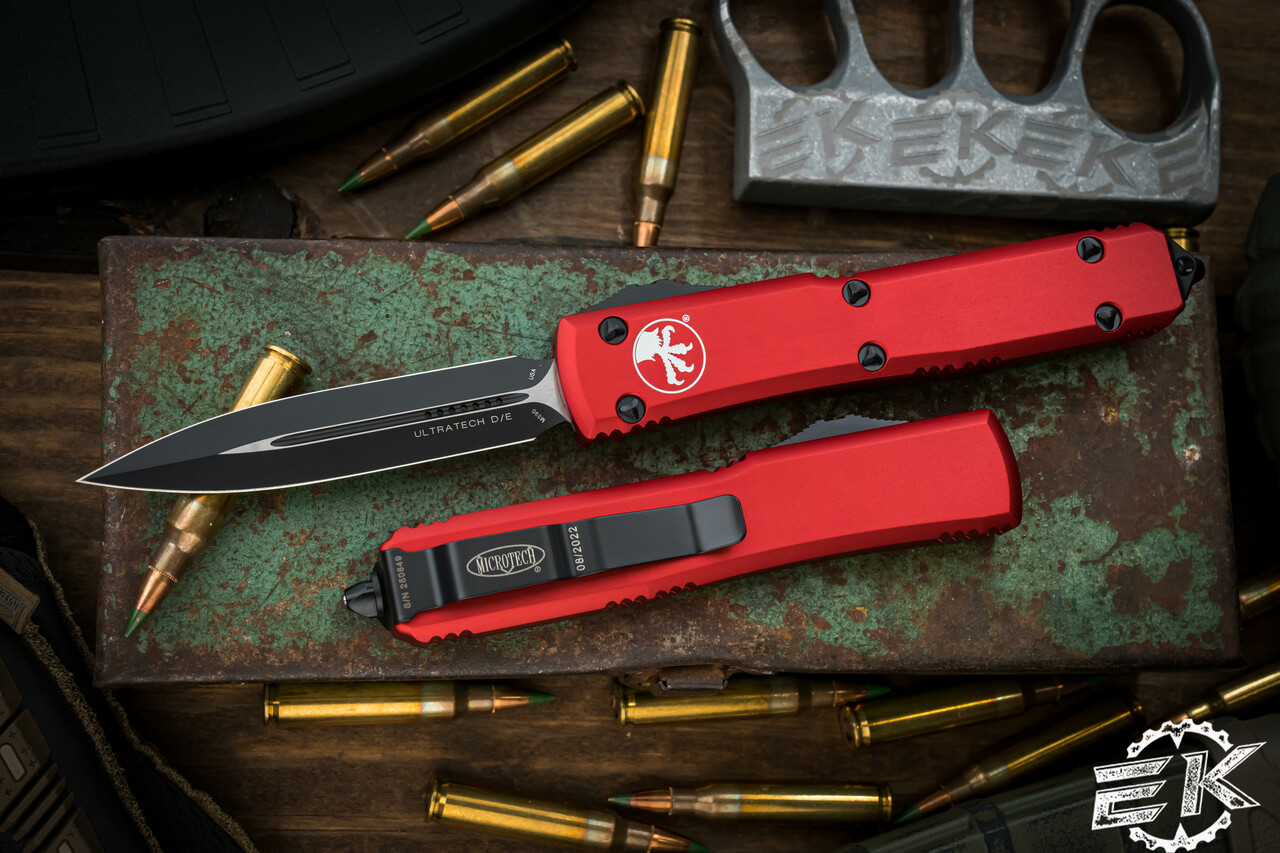 Cuchillo MicroTech Ultratech automático frontal-plegable rojo