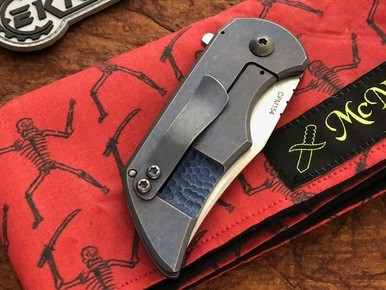 Jonathan Mcnees Custom Large Tracker Jacker Blue Titanium CPM 154 Satin