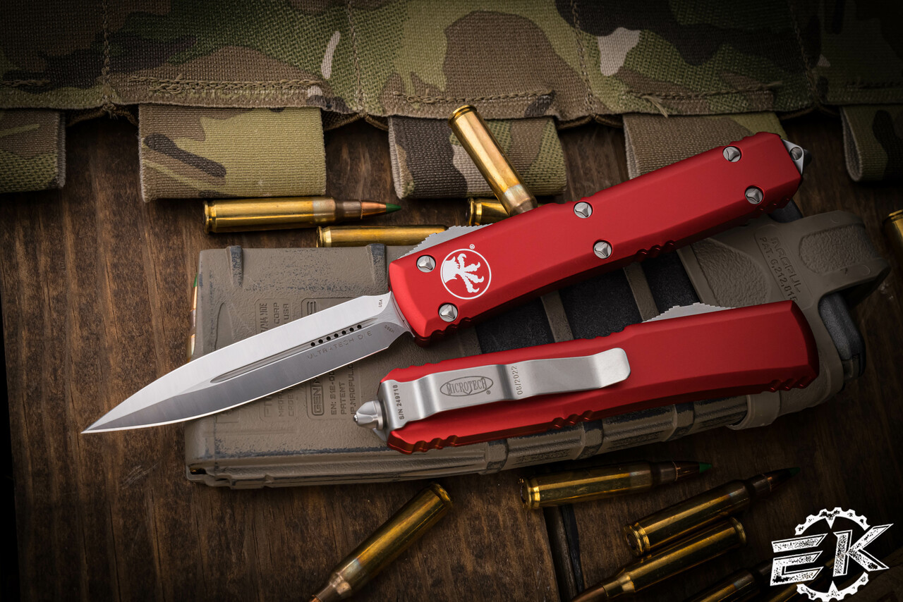 Red Double Edged OTF Knife Stainless Steel