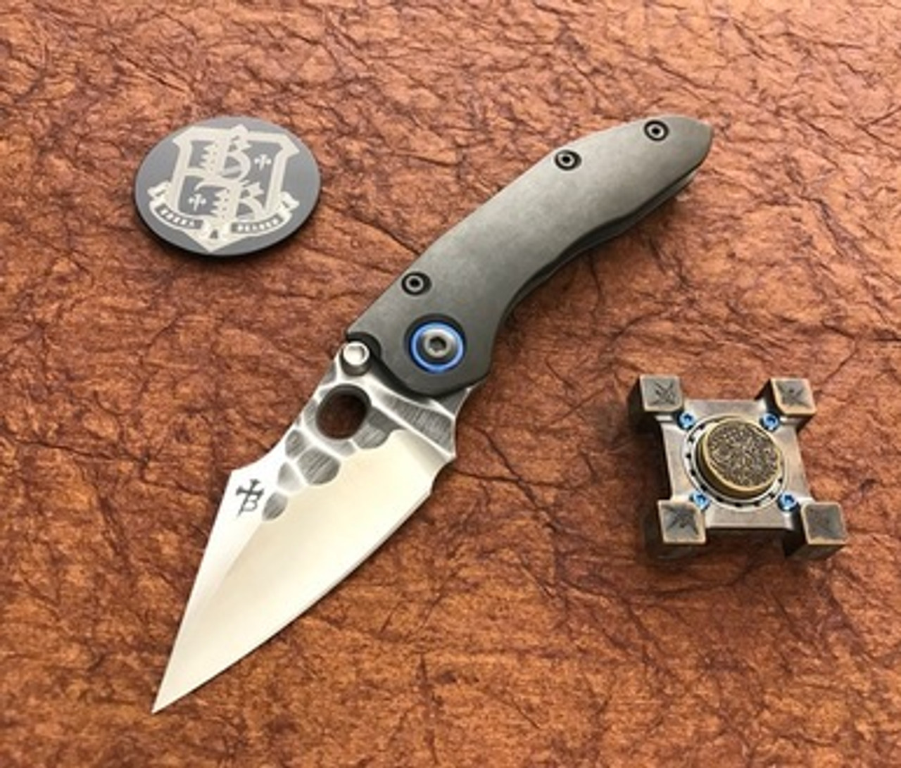 Borka Blades Custom Mini Stitch Titanium Satin Rock Grind M390