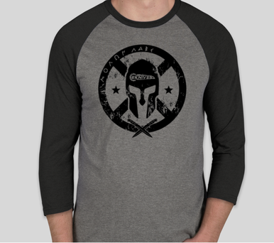 EKNIVES Molon Labe Baseball Raglan 3/4 Sleeve Shirt Black/Gray Unisex