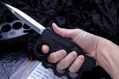 Burn Knives KRazor OTF Automatic Knuck Black/CF D/A 4" Dagger Hollow