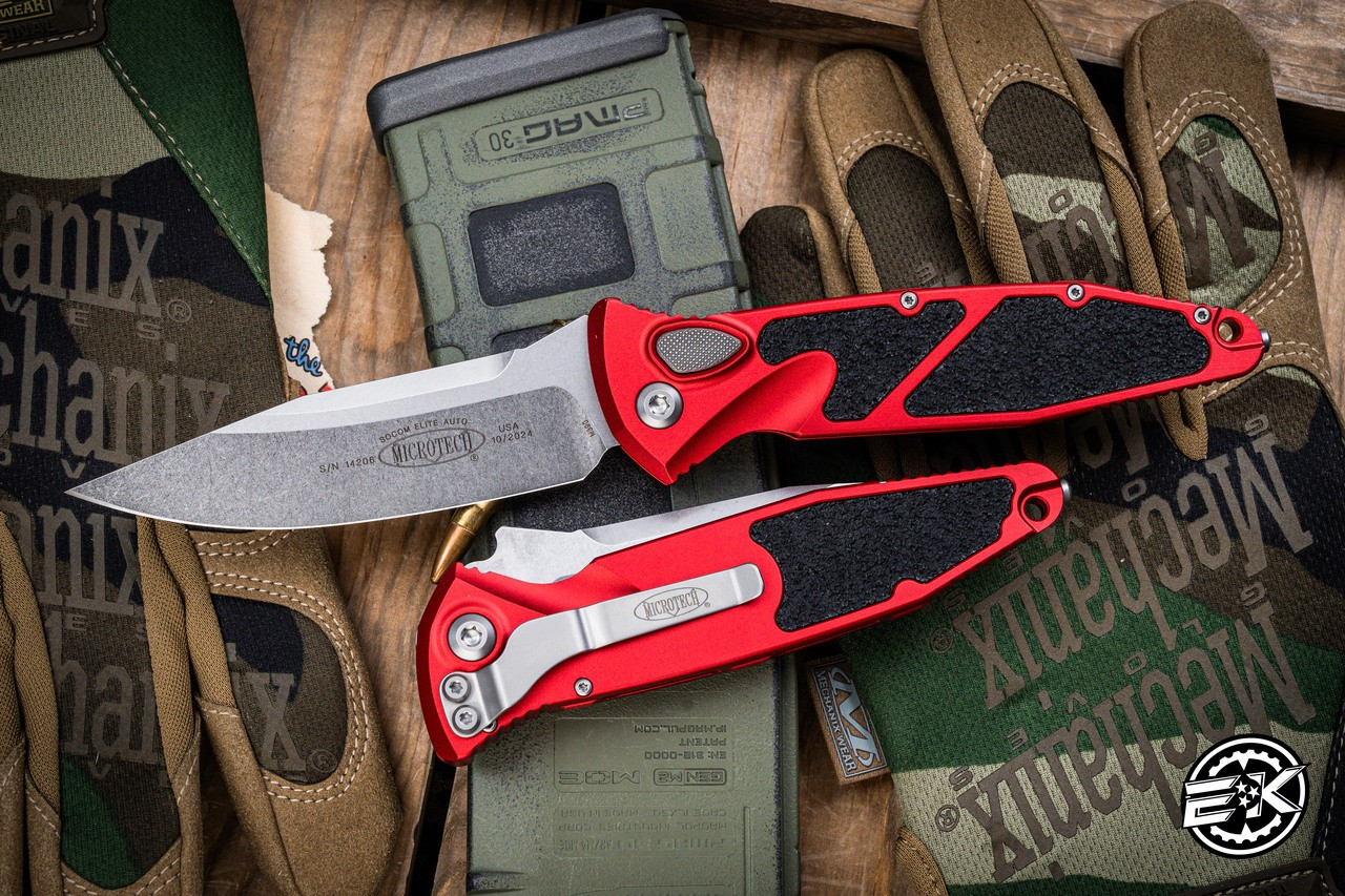 Microtech Socom Elite Automatic Folding Knife Red 4