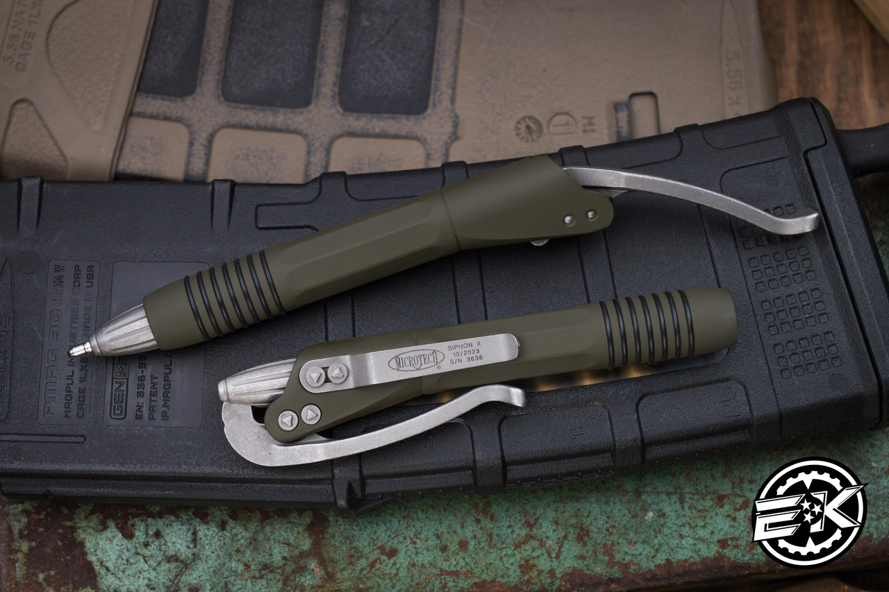 Microtech Siphon II Stainless Steel Tactical Pen OD Green